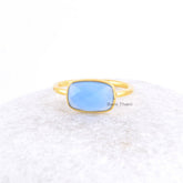 Blue Chalcedony Gemstone Ring - Gold Plated Silver Ring - Stacking Ring - Wedding Gift Ring - Wholesale Ring - Gift for Bestie- Gift for Her
